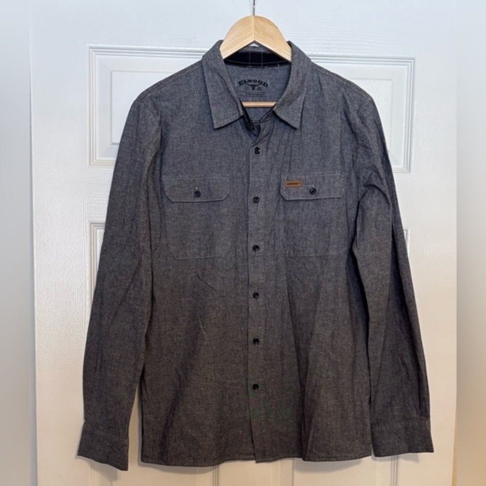 Elwood Pops Workin Button Down Shirt Charcoal Grey M